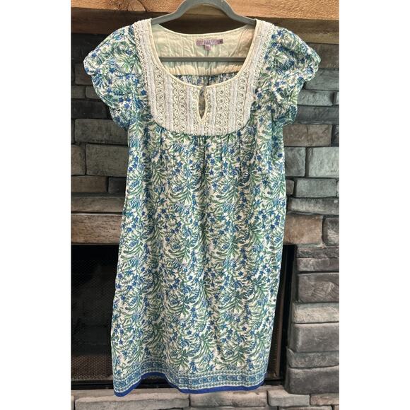 Calypso St. Barth Beaded Floral Poof Sleeves Dress Size M *C5 - Picture 1 of 5